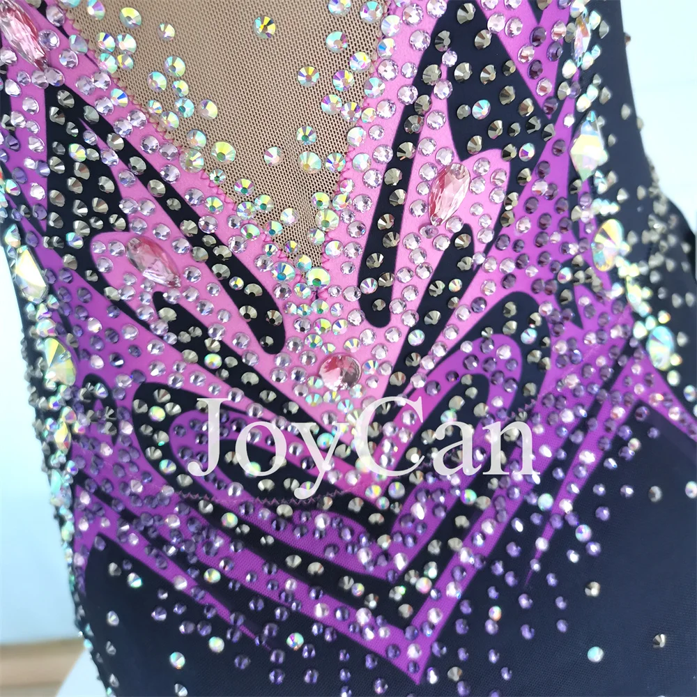 جويكان-أحجار الراين ثدي جمباز للنساء ، سبانديكس أسود ، ملابس رقص أنيقة للفتيات ، منافسة