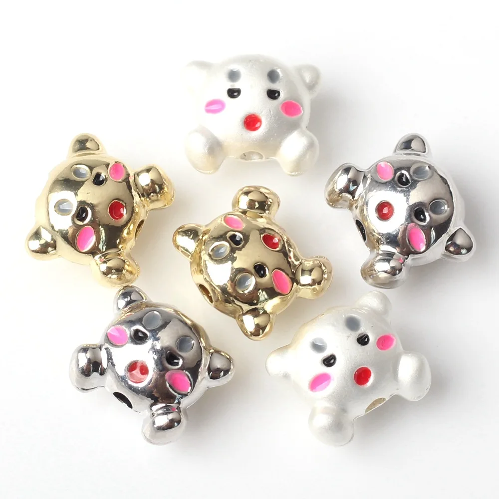 10 Pieces/bag Simple Alloy Drip Oil Kitten Loose Bead Pendant DIY Bracelet Necklace Earrings And Accessories