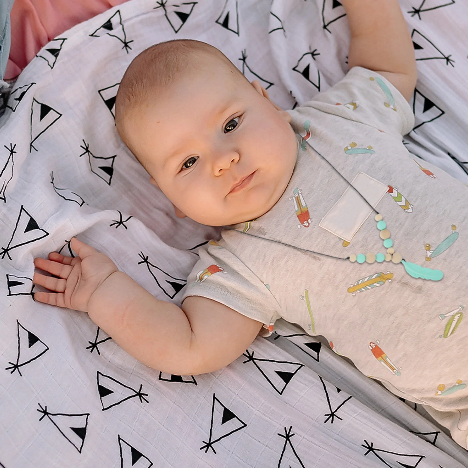 2pcs Silicone Teething Necklaces For Babies Infant Chew Necklace Sensory Toddler Teethers Baby Teething Lightweight Safe