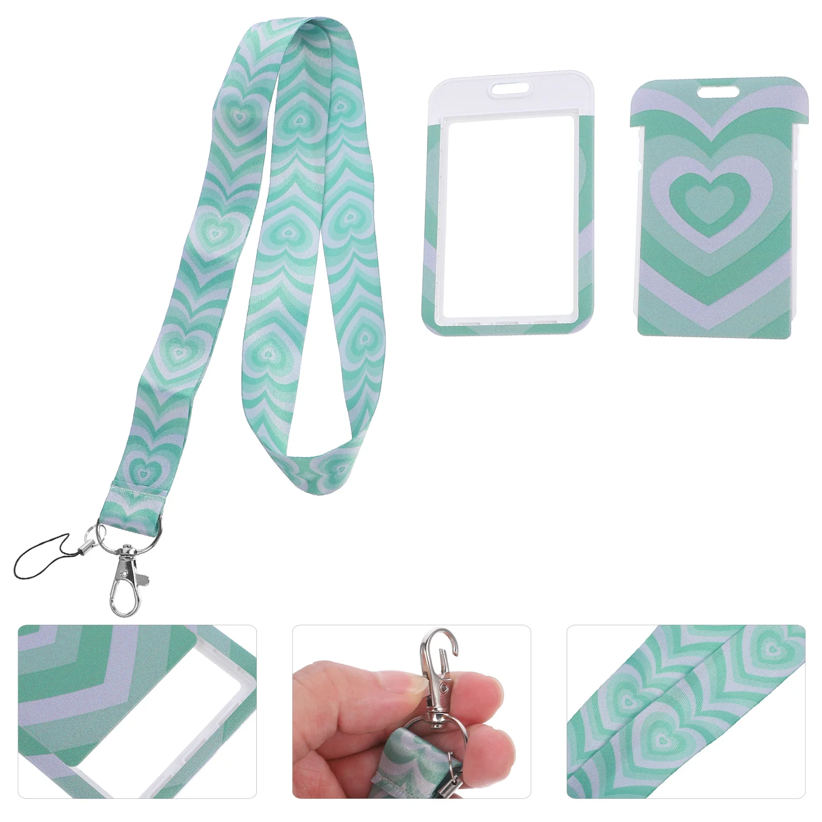 

1 set Id Card Holder Simple Design Protective Sleeve With Lanyard For Students Teachers Work Badge Name Tag Cover