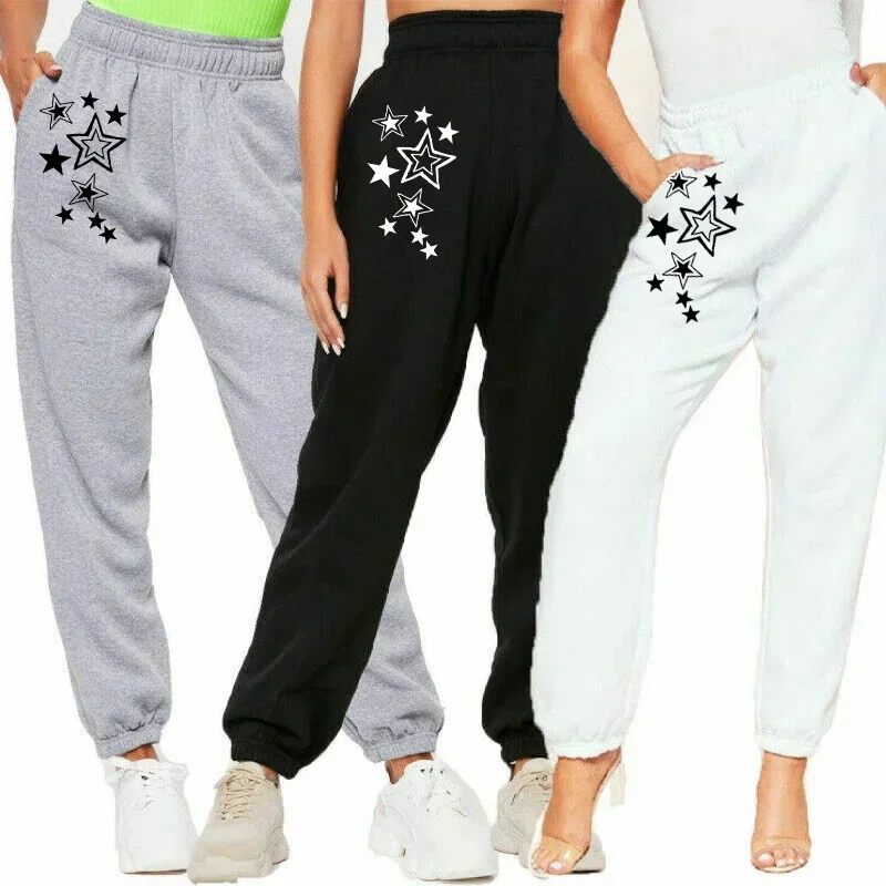 Spring Autumn Women's Baggy Pants Sweatpants Jogger Fashion Ladies Joggings Casual Printed Stars Full Length Sports Pants