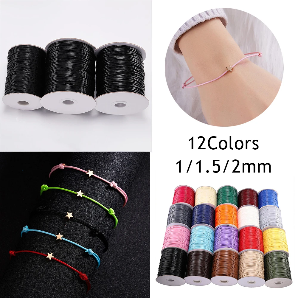 1mm/1.5mm/2.5mm Waxed Cotton String Beading Cord Rope For Bracelet And Necklace Jewelry Making DlY Weaving Supplies Accessories