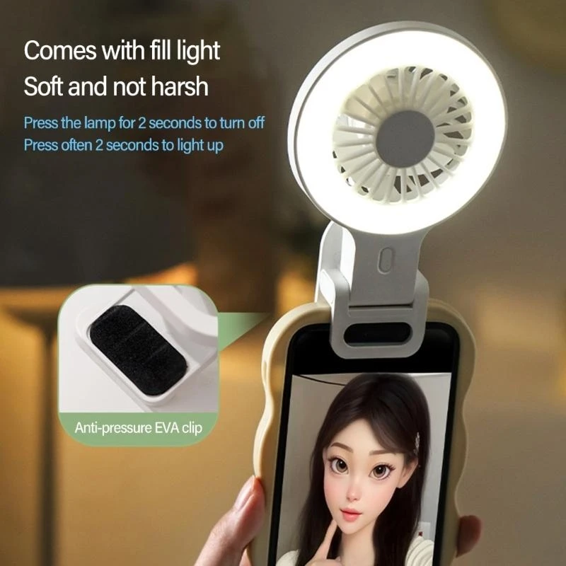 3 سرعة مروحة صغيرة مع LED LED المتكامل وسطوع الهاتف القابل للتعديل لتعزيز النشاط في الهواء الطلق والداخلي H05A