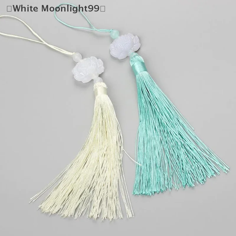 10Pcs Chinese Knot White Jade Lotus Tassel Han Chinese Clothing Sachet Lantern DIY Pendant Handcraft Accessories Vertical Tassel