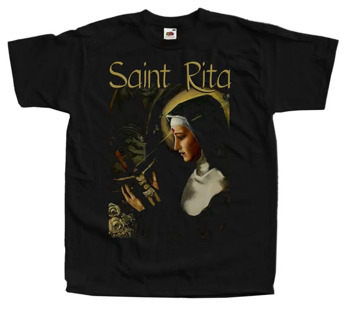 Saint Rita of Cascia V2 T SHIRT Catholic Tee All Sizes S-5XL Natural Vintage Beige