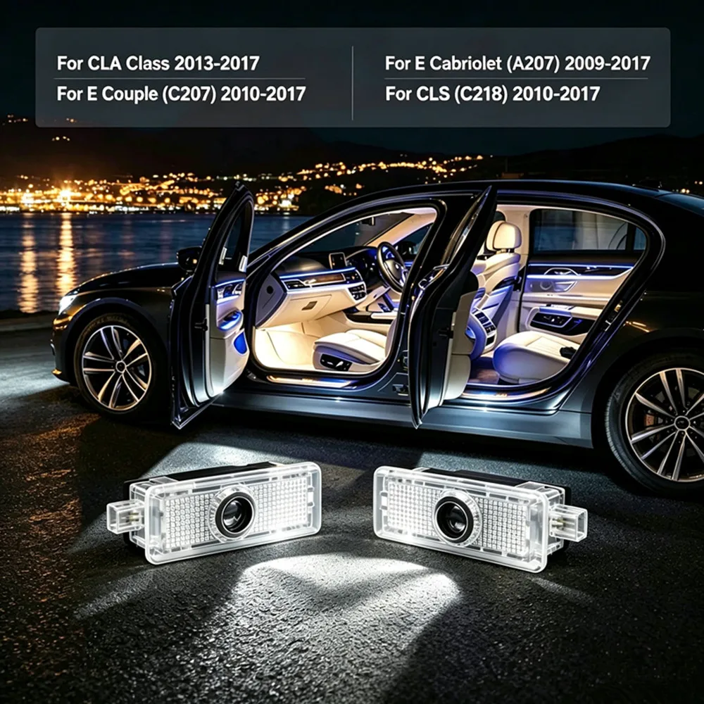 NEW LED Car Door Welcome Logo Ghost Shadow Light Accessories For Mercedes Benz CLA Class E Couple C207 Cabriolet A207 CLS C218