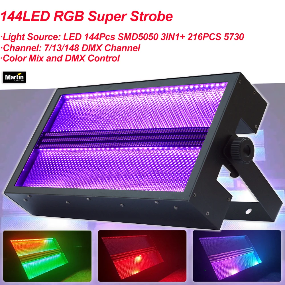 New LED144Pcs LED Super Strobe Light Wash Stage Effect Lights For DJ Party Disco DMX512 Control Sound Beam Flood Lamp