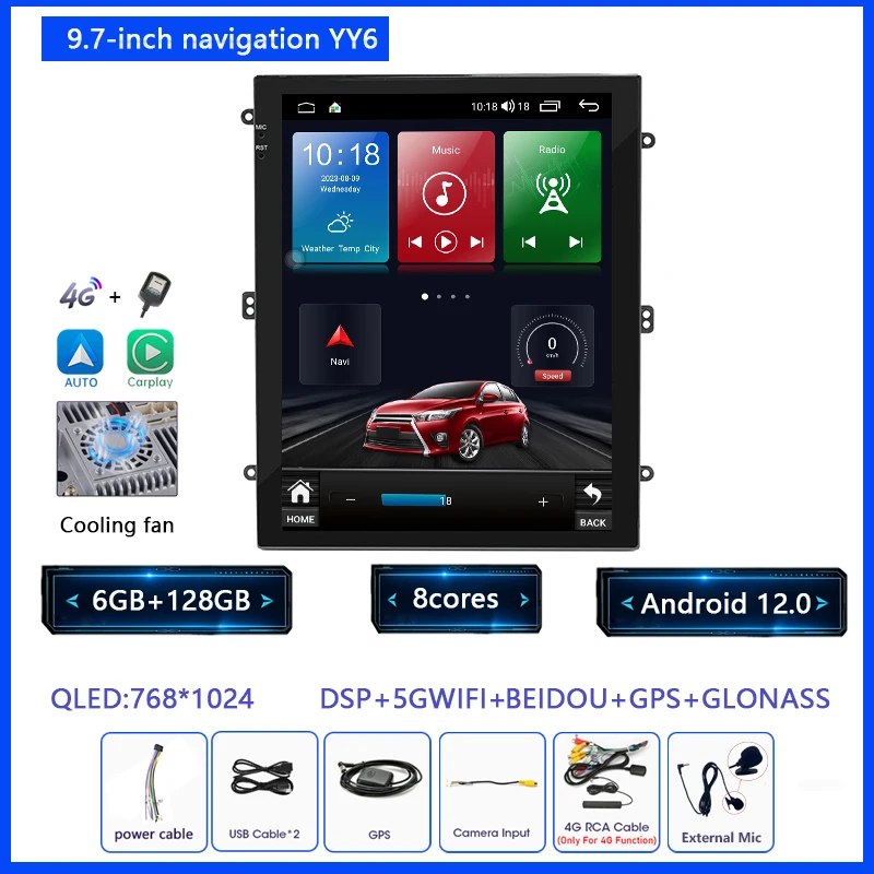 KNOWRO 9.7Inch Android 12 Carplay Auto 8 Core DSP Voor Nissan Autoradio Multimedia Video Player Navigaion 2Din