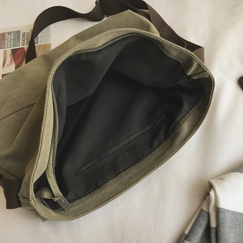 Bolso cruzado de lona japonés para hombre, bandolera informal de gran capacidad para estudiantes, tendencia callejera, 2023