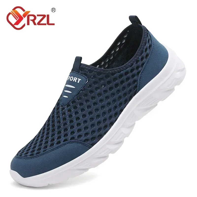 YRZL Summer Men Casual Shoes Hollow Mesh Sneakers Men Trendy Lightweight Gym Shoes Adult Breathable Men\'s Trainers Loafers Men