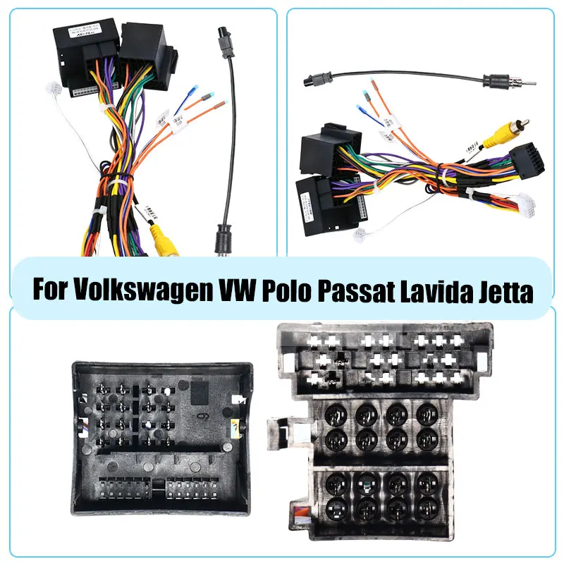 

16-контактный автомобильный радиокабель питания для Volkswagen VW Polo Passat Lavida Jetta, стерео Android, аудиоадаптер, жгут проводов, провод для установки