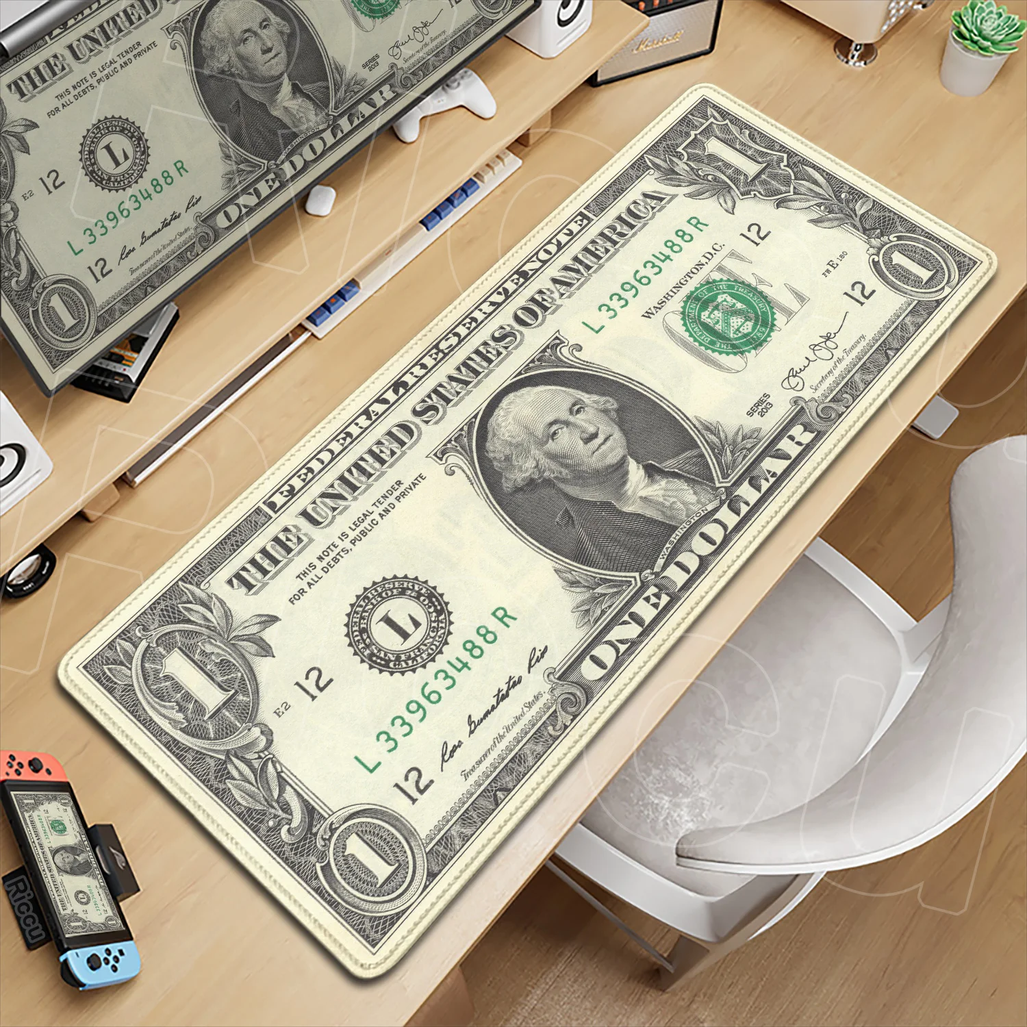 

Full Set Dollar Mouse Pad XXL Antislip Rubber Game Mousepad Large Durable Deskmat Thick Seam Edge Suitable for Office and Gaming