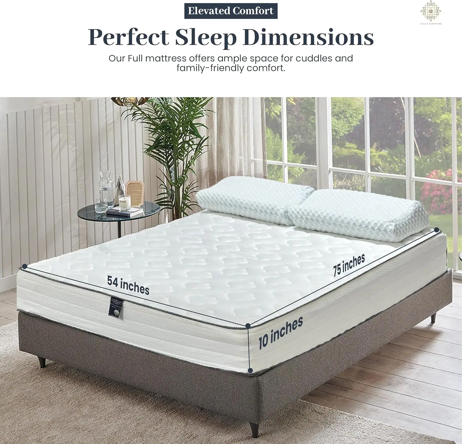 Full Size Mattress - 10 Inch Cool Memory Foam & Spring Hybrid Mattress with Breathable Cover - Tight Top - Rolled in a Box