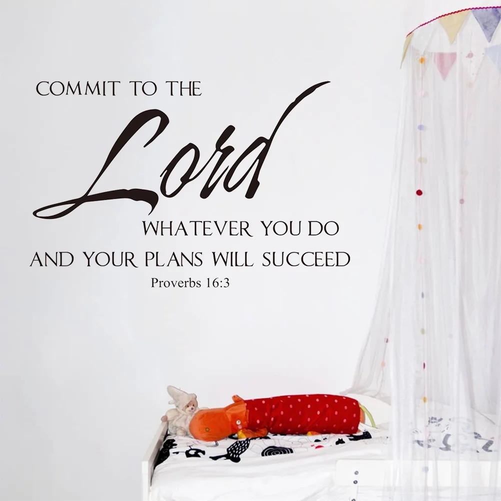 ملصق حائط مع آية الكتاب المقدس ديكور الكتاب المقدس ، أقتبس الأمثال ، التزم بالرب ، كل شيء سوف ، 16