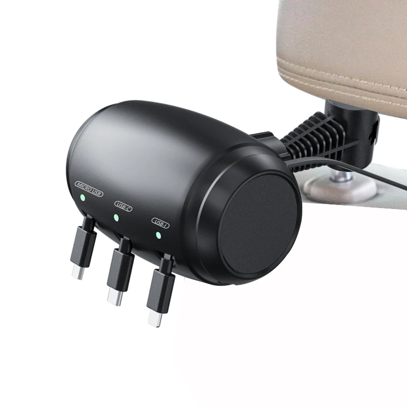 

New Taxi Headrest Backseat Charging Box 3 in 1 Power Charging Universal Mobile Phone Tablet Retractable Car Charger