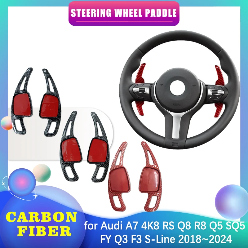 Car Steering Wheel Paddle for Audi A7 4K8 RS Q8 R8 Q5 SQ5 FY Q3 F3 S-Line 2018~2024 ABS Shifter Gear Shift Extension Accessories