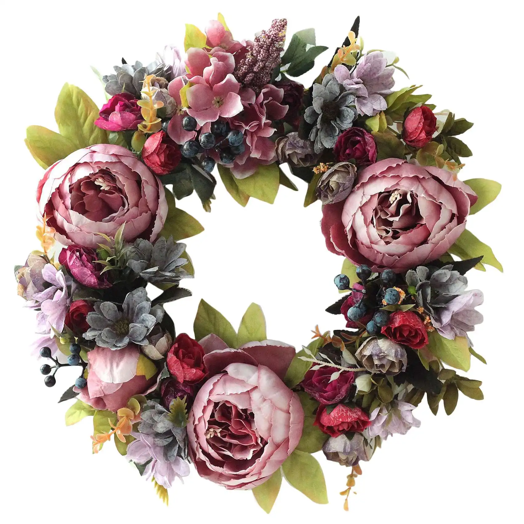 

Artificial Peony Flower Wreath Spring Summer Fall Winter Wreath for Front Door Wall Window Wedding Home