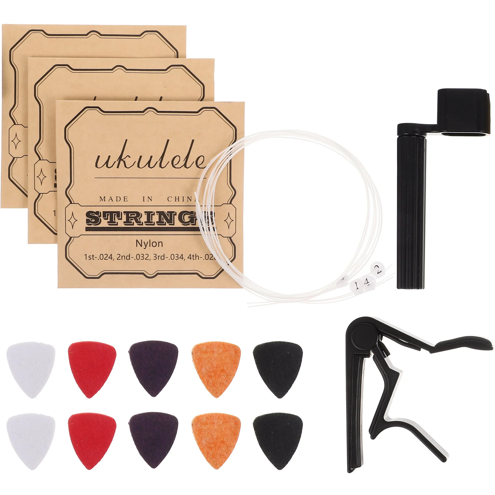 

1 set 1 Set Ukulele Care Tools Guitar Tool Kit Felt Picks Capo Maintenance Supplies For Acoustic Electric Bass Classical Guitar