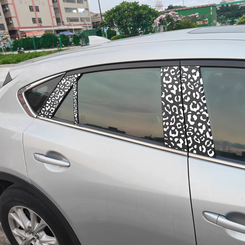Car Decals Fashion Honeycomb Leopard Print Stickers DIY Vinyl for Car B Pillar Decal Rear View Mirror Windows Auto Accessories