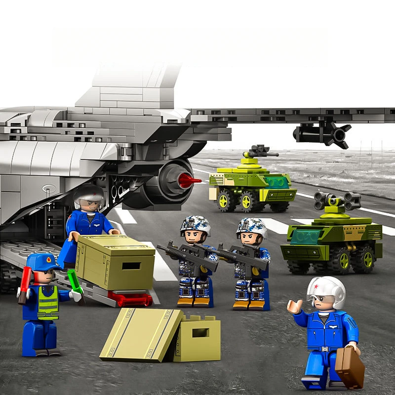 Military Y-20 Large Transport Aircraft Building Block Transport Aircraft Model Brick Soldier Weapon Toy Assembly Children's Gift