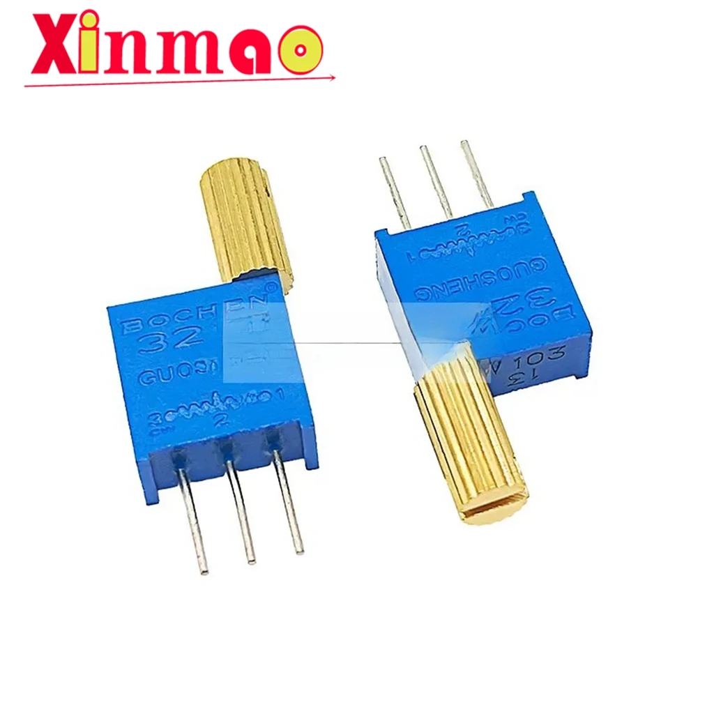 5pcs 3296W metal extension handle 8MM 1K2K5K10K20K50K100K multi turn precision adjustable resistance potentiometer