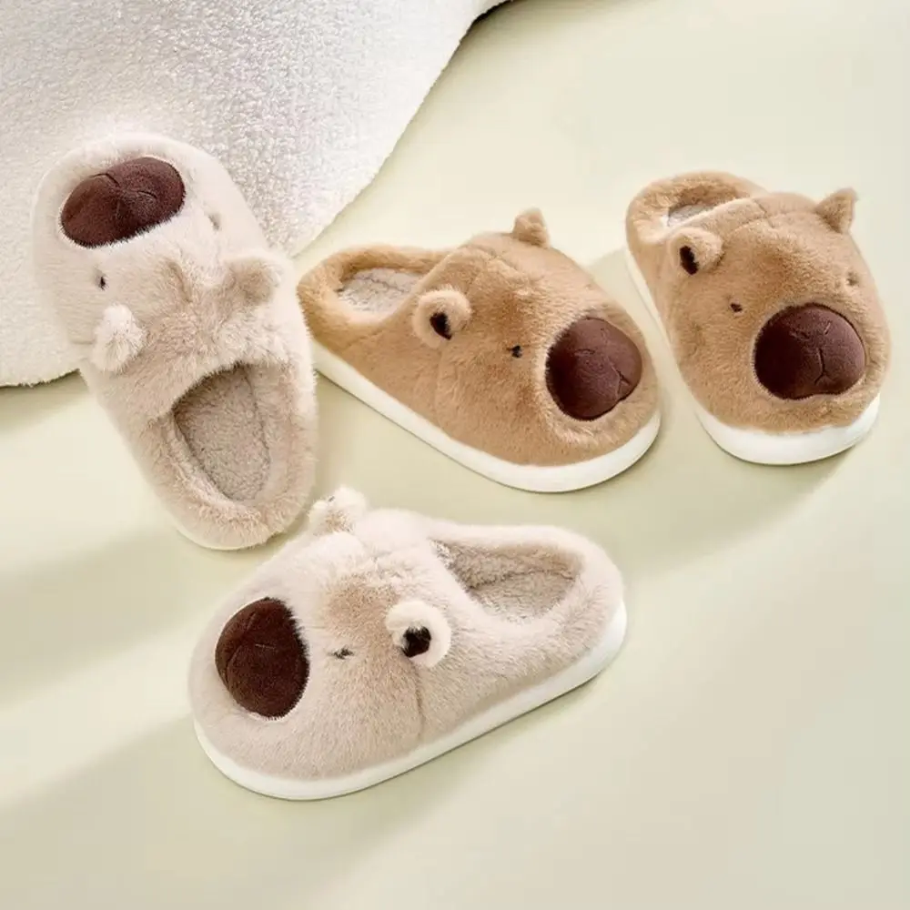 36-45 Size Kapibala Plush Warm Slippers Indoor Bedroom Cotton Shoe Feet Warmer Autumn Winter Capybara Slippers Non-slip