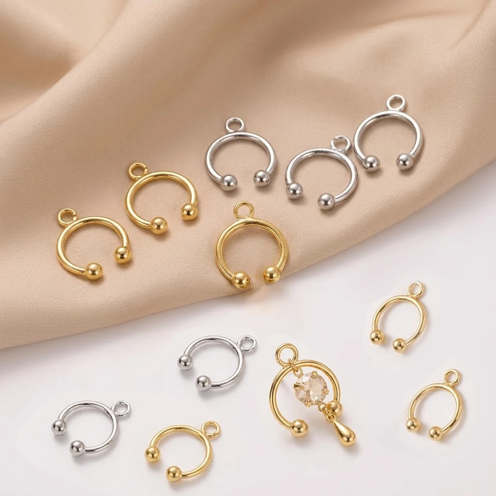 5Pcs/Lot 18K Gold Color Plated Copper Round Ball Earrings Base With Loop for DIY Earring Fake Cartilage Ear Clips Jewelry Making