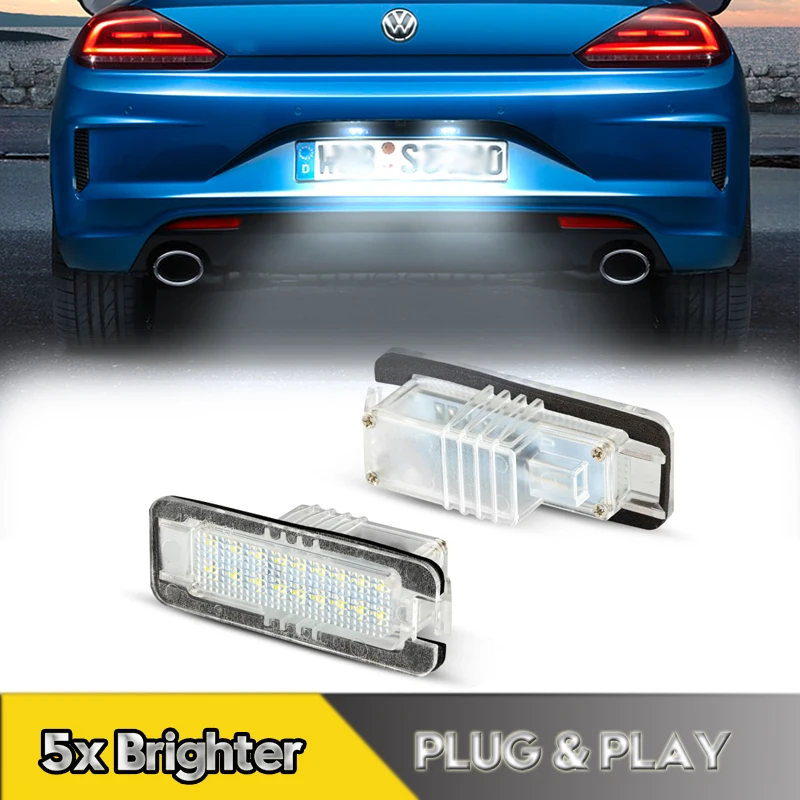 2Pcs No Error For VW Golf Passat Polo LED Number License Plate Light Lamp For Porsche Boxster Cayman Turbo Skoda Car Accessories