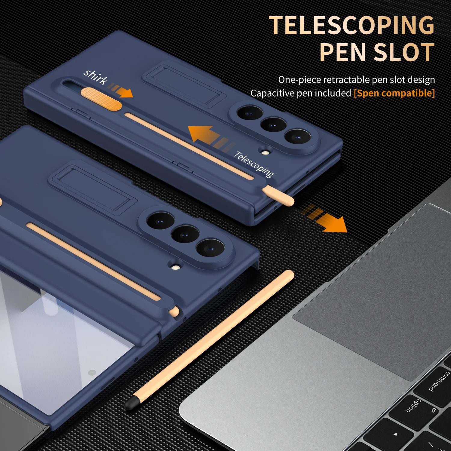 

For Samsung Galaxy Z Trifold With Pen Slot & S Pen, Invisible Stable Stand Phone Case Glass Screen Protector Film Hinge Protect
