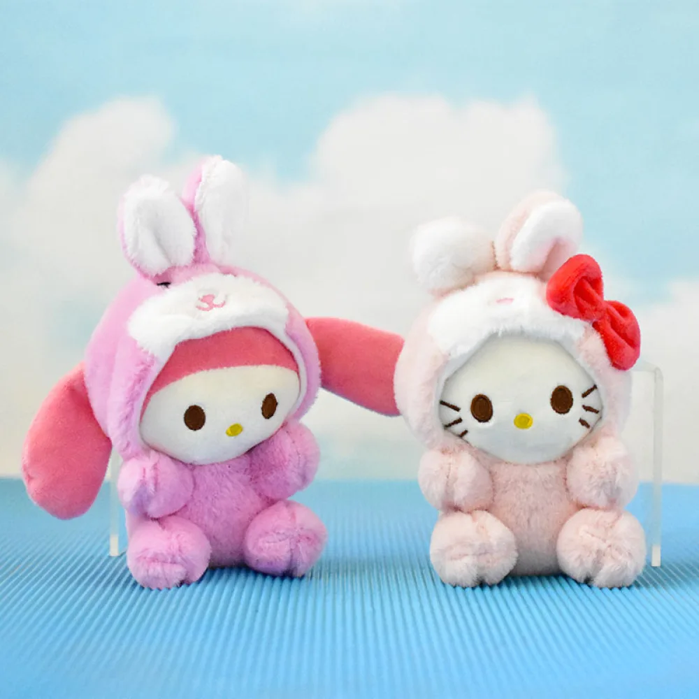 Bonito Sanrio Kuromi Pingente Boneca de pelúcia, Presente Toy Infantil, Jade, Guigou, Melodia, Saco, Chaveiro, Pequeno