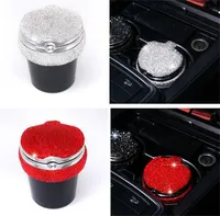 Car Diamond Led Trash Can Garbage Holder Ashtray Storage Bag Accessories Auto Door Seat Back Visor Trash Paper Dustbin
