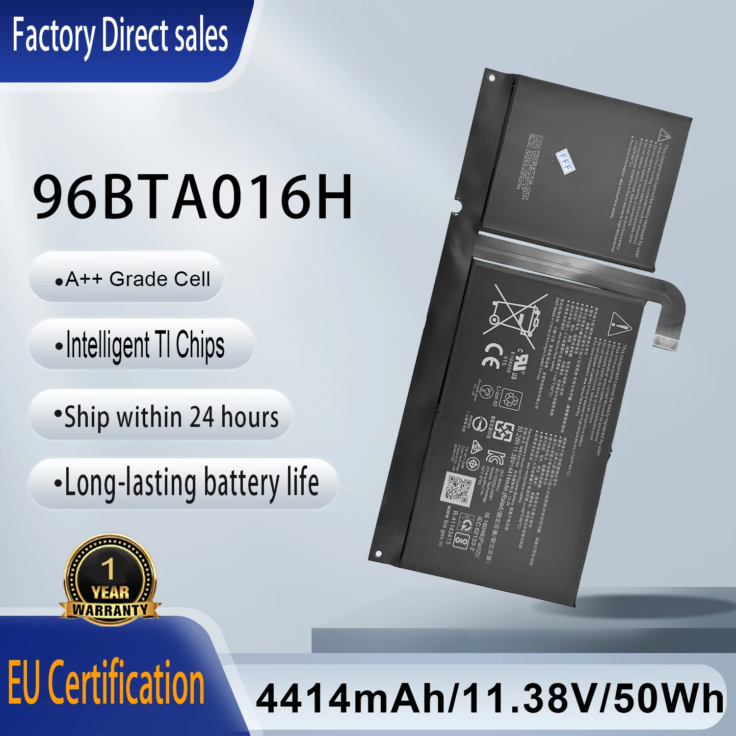 Nueva batería para ordenador portátil 96BTA016H DYNC01 11,38 V 50Wh Compatible con Microsoft Surface Pro 8 1983 1982 2021 Series Tablet 96BTA015H