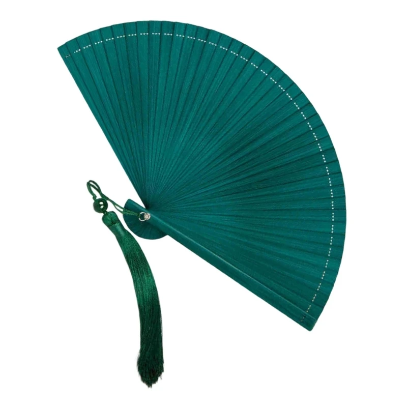Summer Color Small Bamboos Handheld Folding Fan with Tassels Cooling Essential Traditional Artistics Home Accent