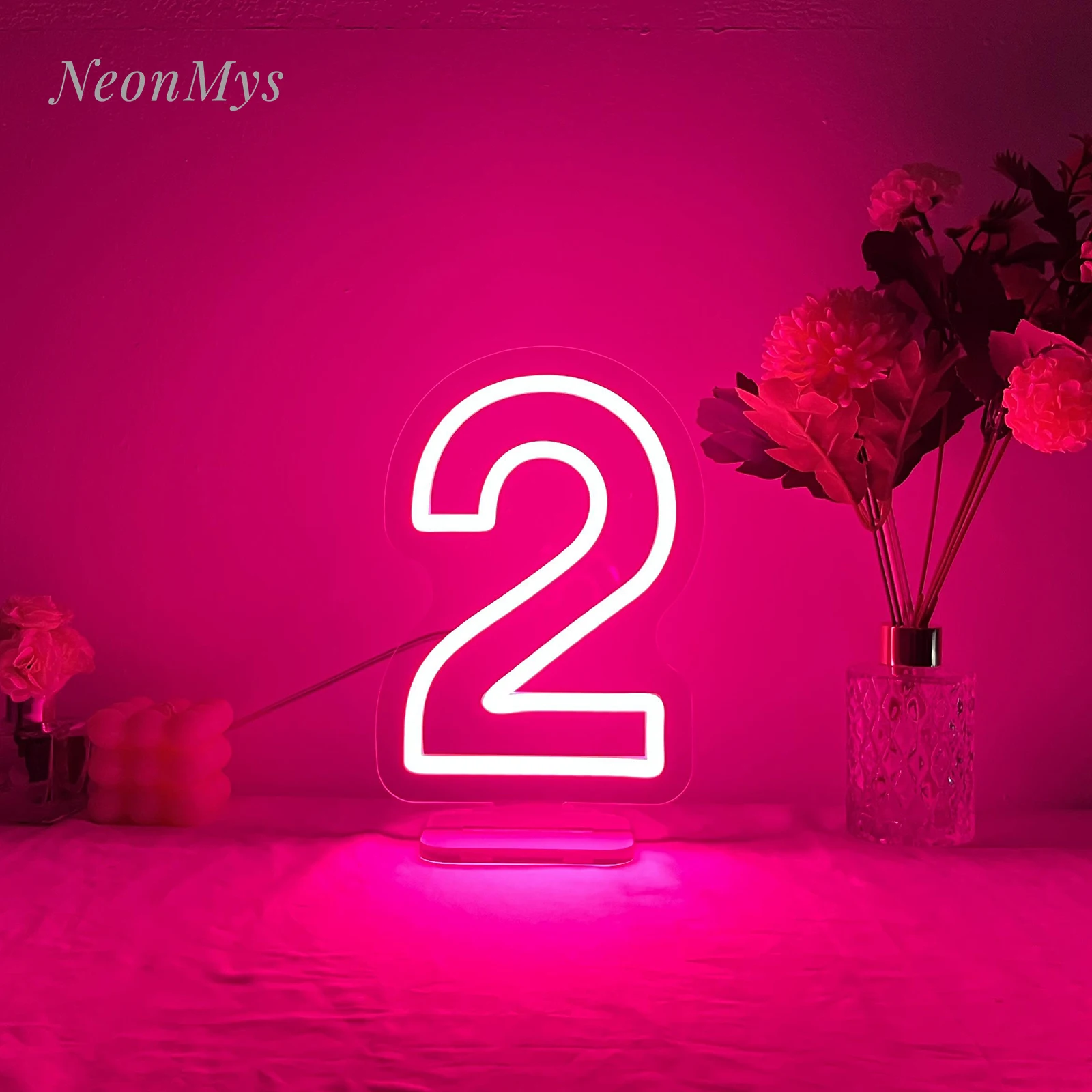 

Number 0-9 Neon Light LED Bussiness Wall Hanging Neon Sign birthday Party Home Decoration Luminous Light 20cm Support Custom