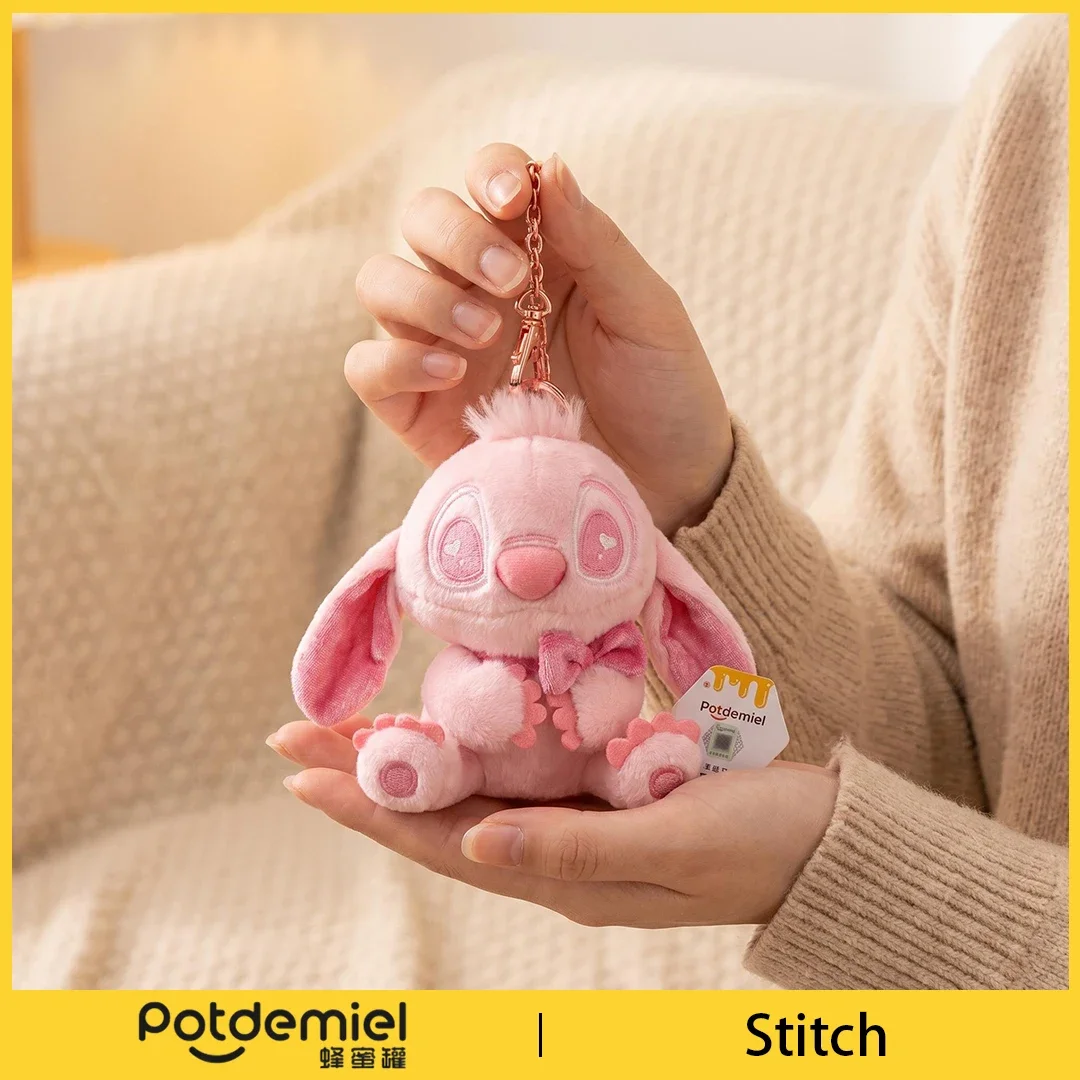 Potdemiel Disney Stitch Plush Keychain Cute Stuffed Doll Bag Charm Pendant Kawaii Anime Backpack Decoration Girls Holiday Gift