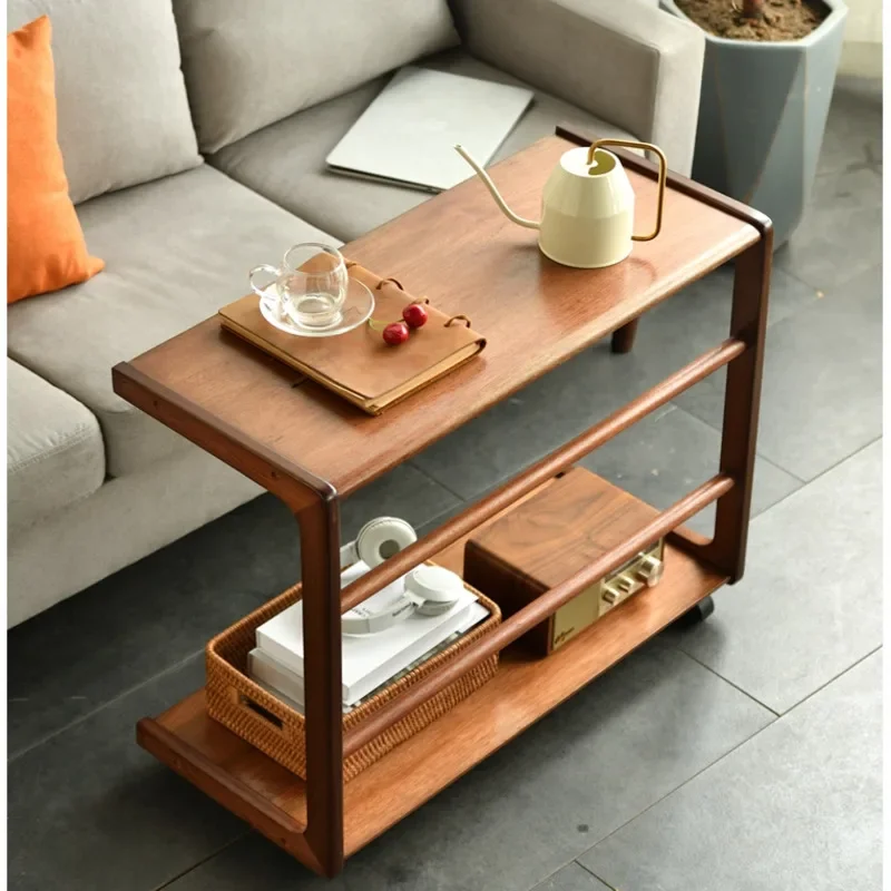 Special Offer Coffee Table - Nordic Laptop Stand, Solid Wood 2-Layer Breakfast Table, Universal Pulley, Multi-scene  Furniture