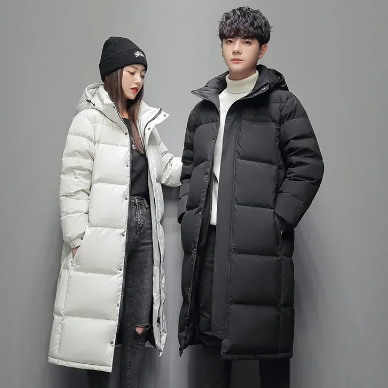 2024 Winter New Down Jacket Men\'s and Women\'s Long Cross Knee Thickened Warm Couple Trendy Coat