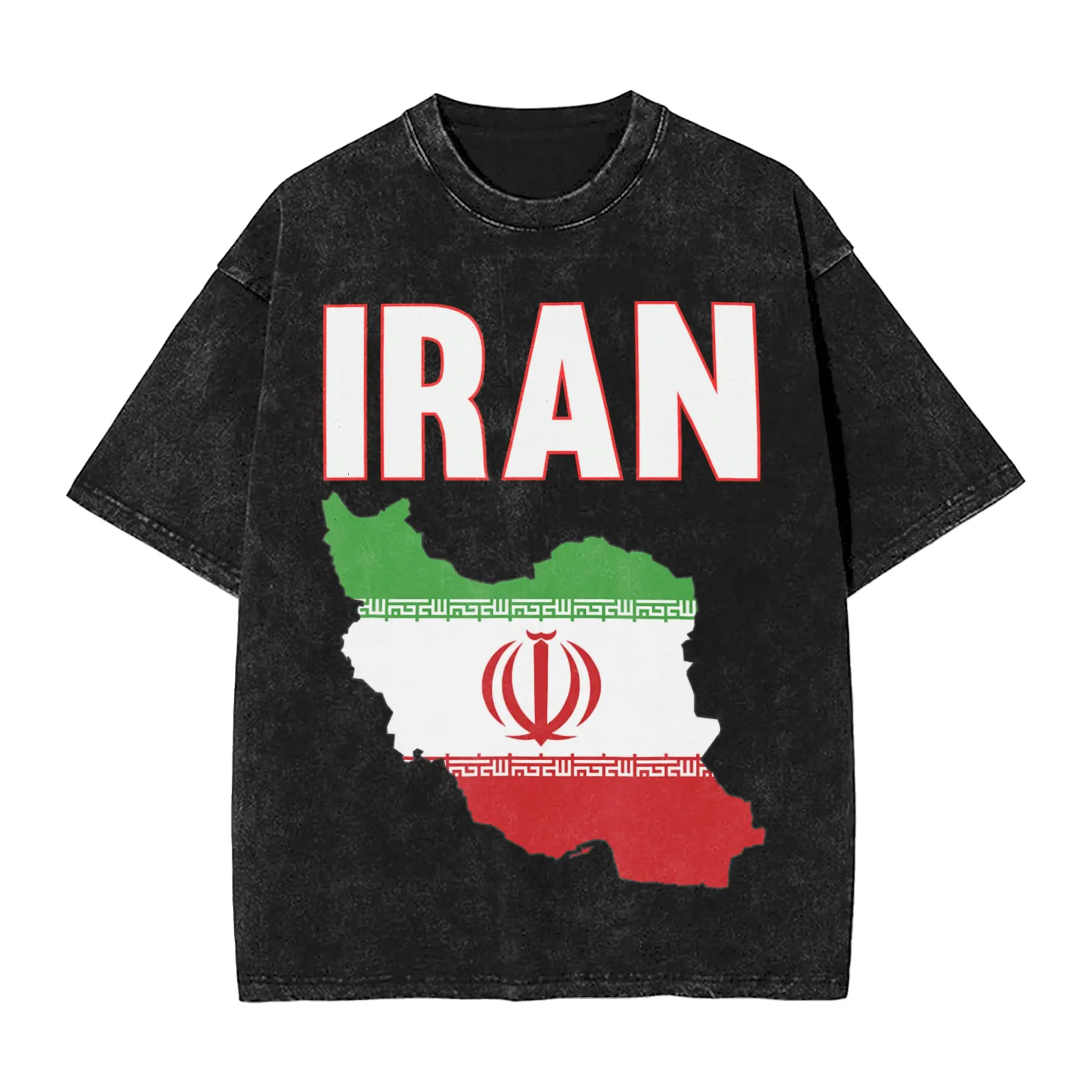 

Мужская футболка с картой флага Ирана, винтажная, с эффектом потертости, с коротким рукавом, круглым воротом, 100% хлопок, идея для подарка, одежда