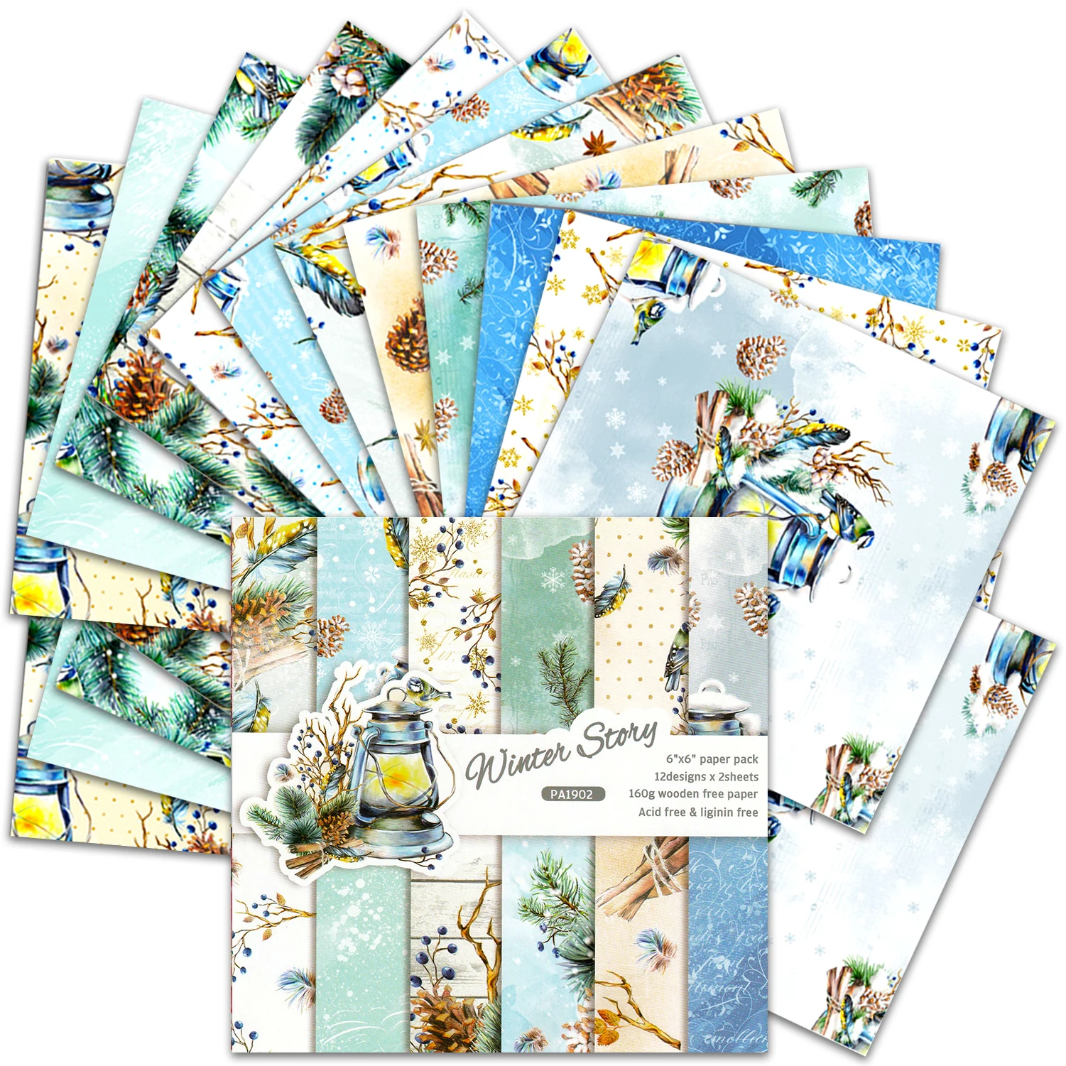 24 Sheets Scrapbook Paper 30x30 cm, Card Making Paper Pad Vintage Journaling Supplies Single-Side Printing for Decorative