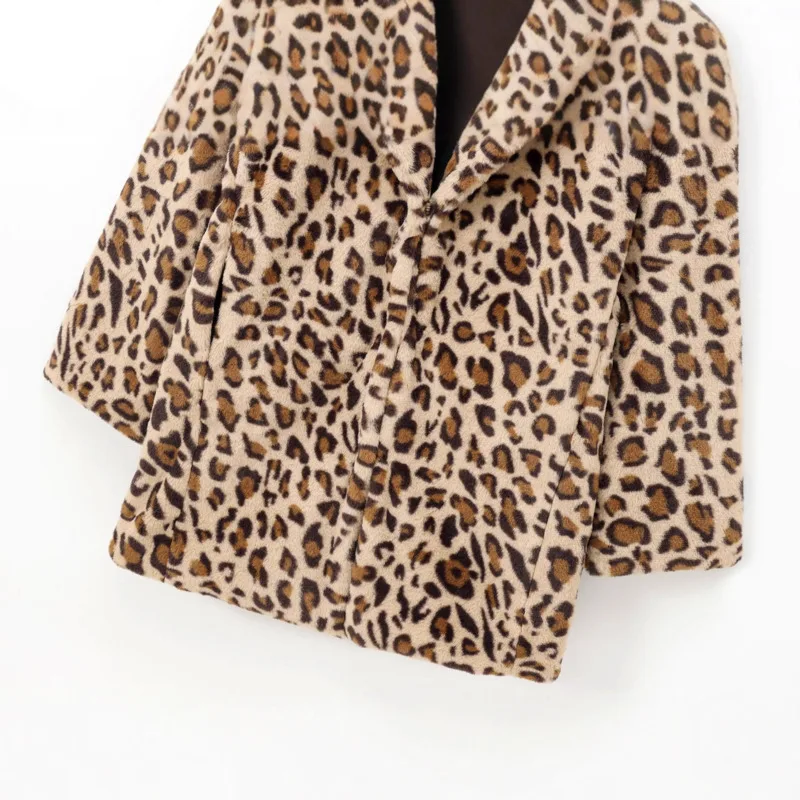 EAEOVNI-abrigo de piel sintética de leopardo para mujer, chaqueta de calle cálida con solapa nueva de Color contrastante, ropa de moda, Otoño e Invierno