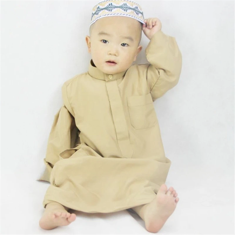 Boys Abaya Traditional Prayer Islamic Clothing Arab Kids Jubba Thobe Saudi Arabia Dubai Eid Blouse Muslim Dress Kaftan Robe Gown