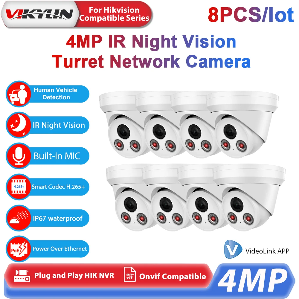 Vikylin Hikvision Compatible 4mp fullcolor night Vision POE IP Camera With MIC CCTV Outdoor Video Surveillance Security Camera