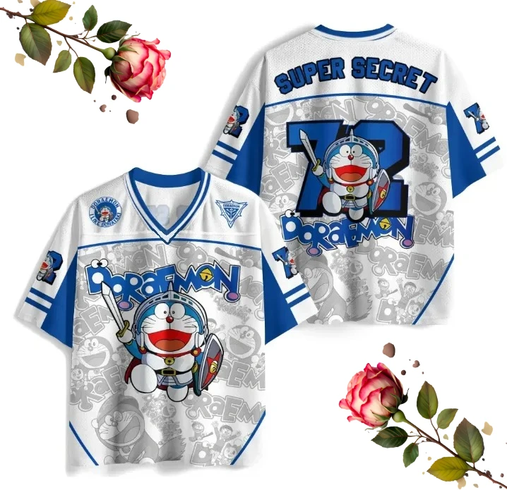 Doraemon Graffiti T-Shirt im amerikanischen Stil für Erwachsene und Kinder, 3D-gedruckt, locker geschnitten, Kurzarm, kombiniert mit Shorts im Anime-Stil