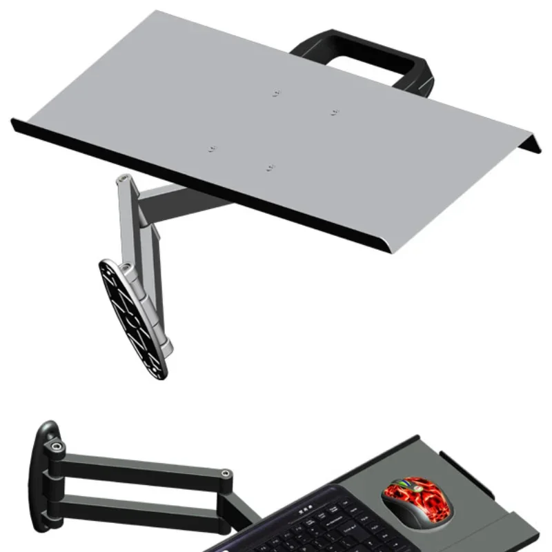 Monitor keyboard bracket, mouse holder, keyboard integrated mouse disc rotating telescopic hanger