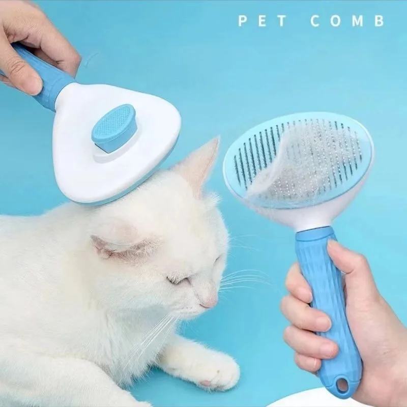 Brosse pour chien et chat, peigne autonettoyant, soins pour chat, peigne en acier inoxydable, outils de toilettage pour chat, peigne démêlant pour animaux de compagnie, accessoires pour chiens