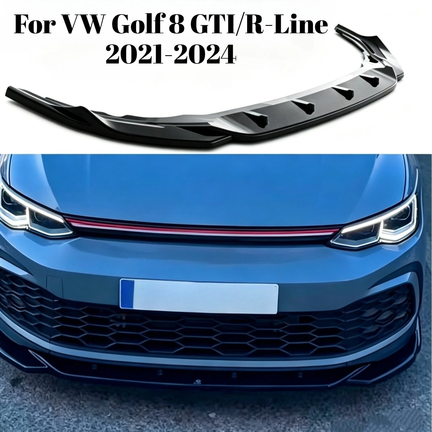 Front Bumper Lip Spoiler For VW Golf 8 GTI R-Line 2021-2024 Max Style Body Kit Styling Auto Accessories Upgrade Kit Tuning