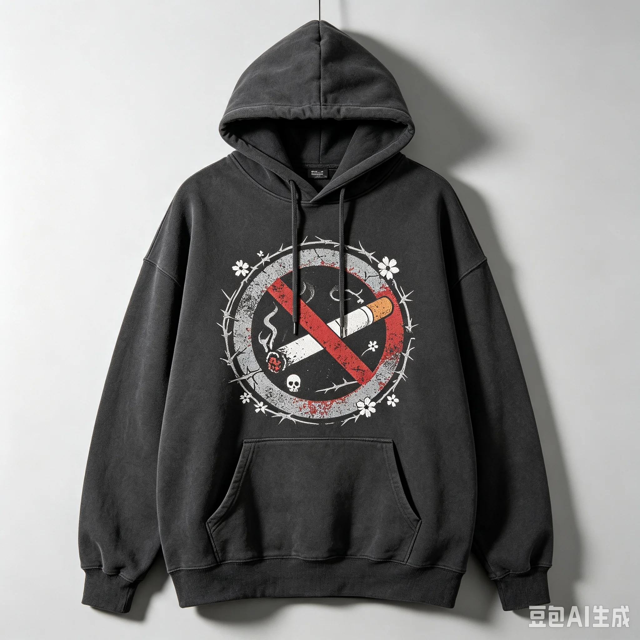 No Smoking Graphic Hoodie Unisex Streetwear Anti Tobacco Print Oversize Hooded Sweatshirt Men Women Casual Pullover Tops