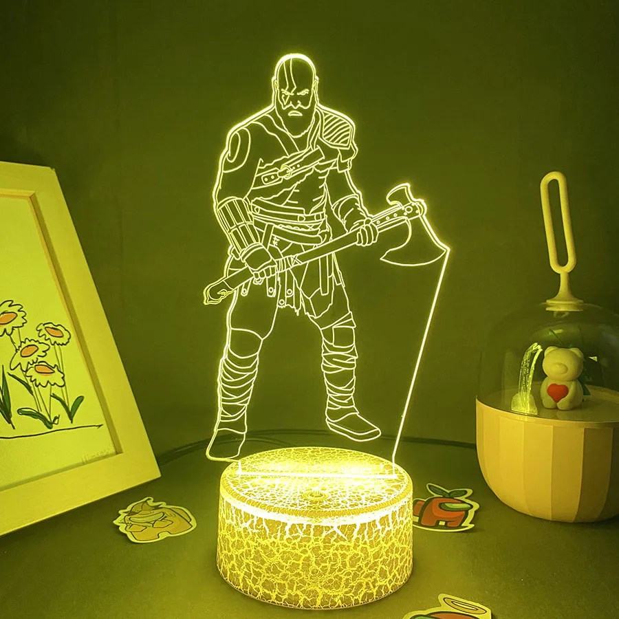 Hot Game God Of War 4 3D Led Neon Nightlights Birthday Cool Gift For Boyfriend Kid Bedroom Decor Kratos Gamer Fans Lava Lamp