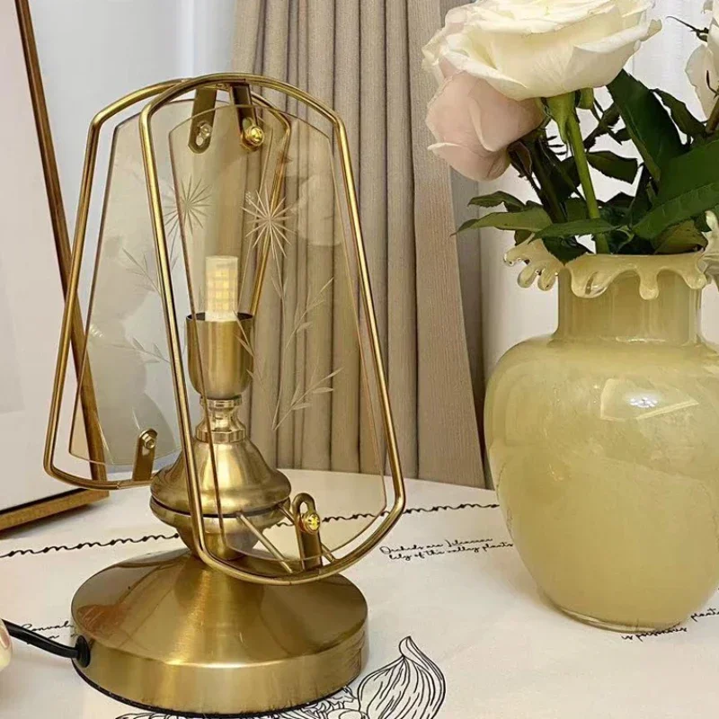 Vintage French Carved Table Lamp, Nostalgic Bedside Desk Lamp, Practical and Elegant, Wedding Gift for Newlyweds