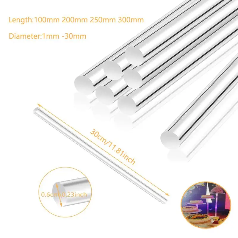 1/5/10PCS acrylic rod high clear glass rod multi size length 10-30cm DIY craft architectural model material architecture